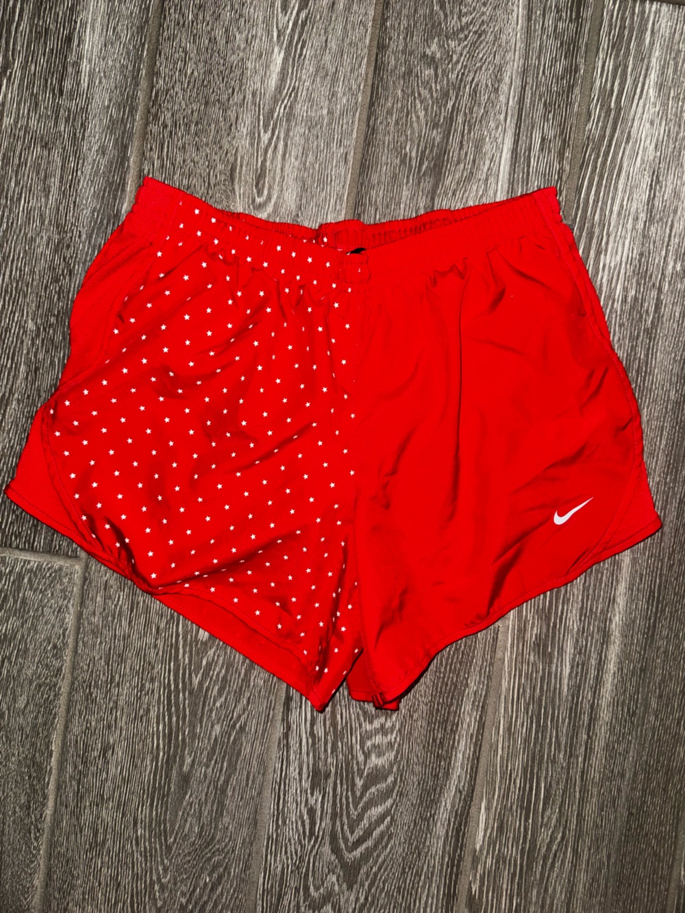 Nike Red Athletic Shorts with Star-Print Liner